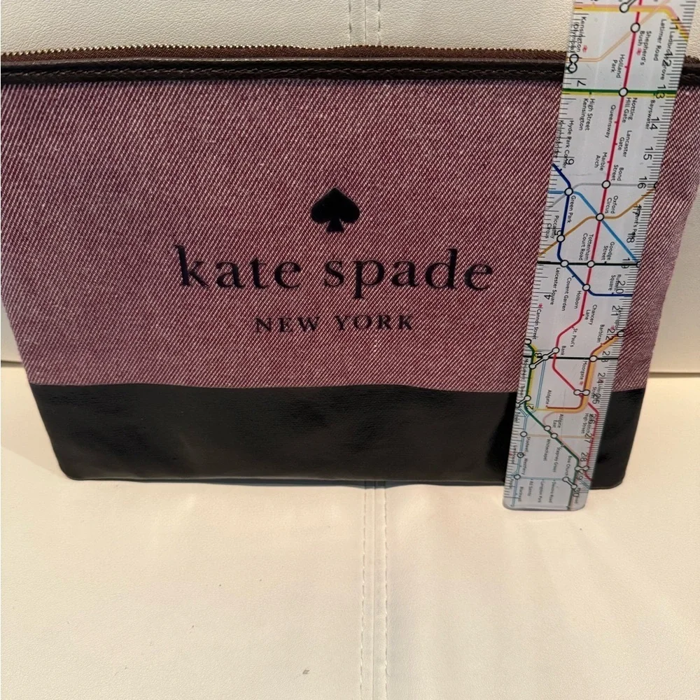Kate Spade Ash St. Logo Large Tassel Pouch Purple Canvas